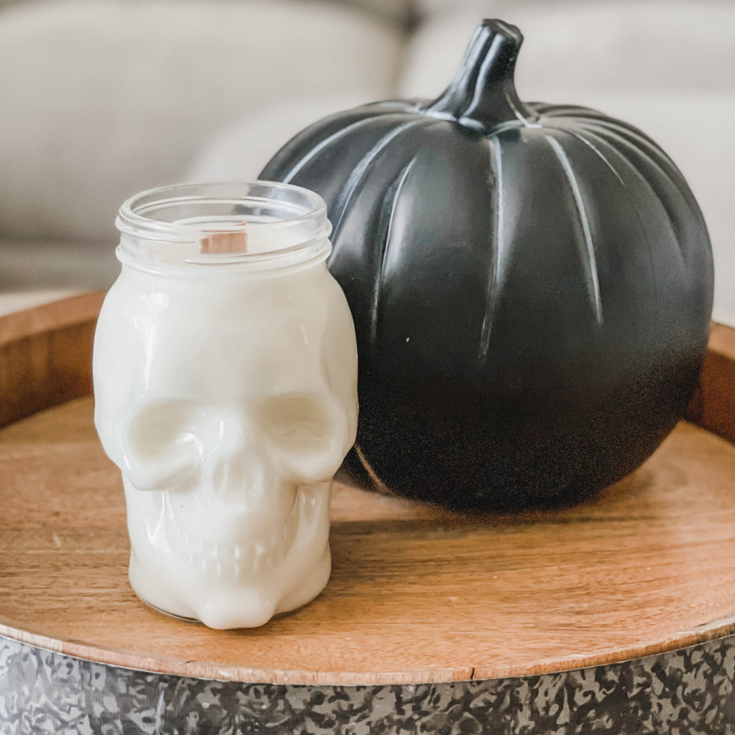 spooky skull candle